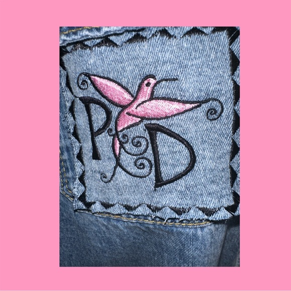 Butterfly Faith Cross Floral Embroidered Light Denim Distressed Shirt - Picture 5 of 6
